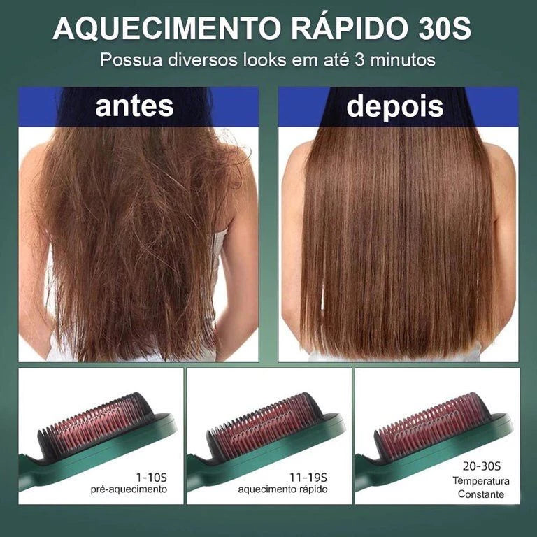 Escova Alisadora ShineHair  Bivolt 5 em 1 - Alisa, Hidrata, Modela, Alinha e Anti-Frizz