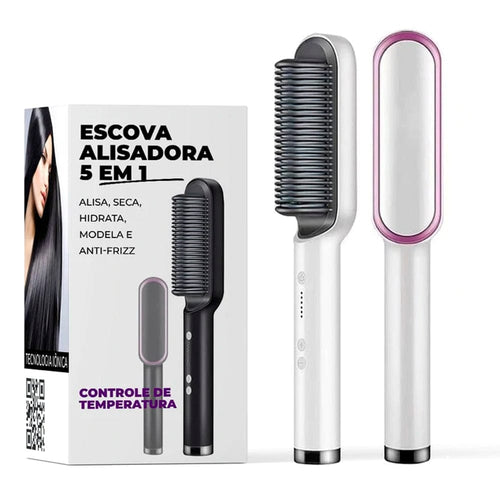 Escova Alisadora ShineHair  Bivolt 5 em 1 - Alisa, Hidrata, Modela, Alinha e Anti-Frizz